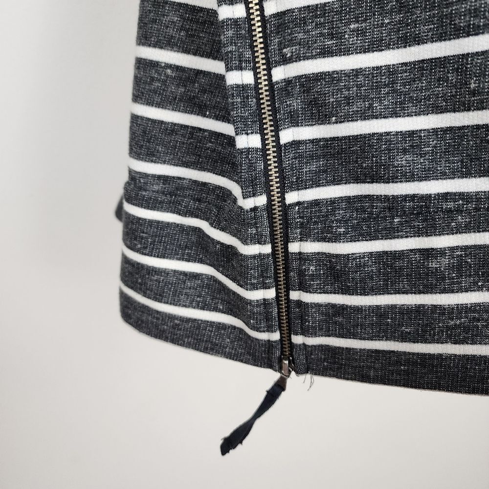 Lou & Grey Striped Side Zip Long Sleeve Top Grey White Cotton Blend Size M - Picture 6 of 12